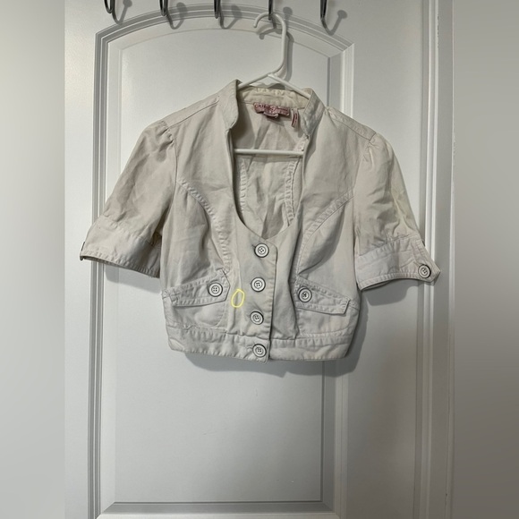 Guess: White Short Sleeve  Jean Jacket - Picture 4 of 5